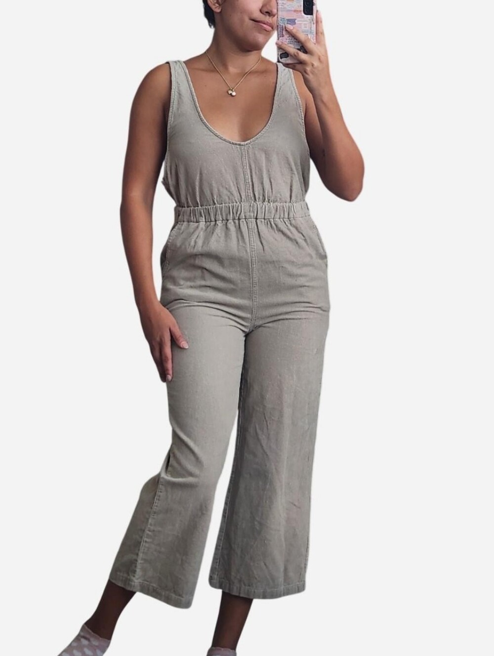 Cotton Corduroy Culotte Jumpsuit